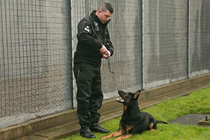 HMP Lowdham Grange - Peter Chojnacki, prison dog handler, and Rory