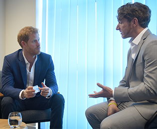 The Headway brain injury ambassador Dominic Hurley speaks to Prince Harry